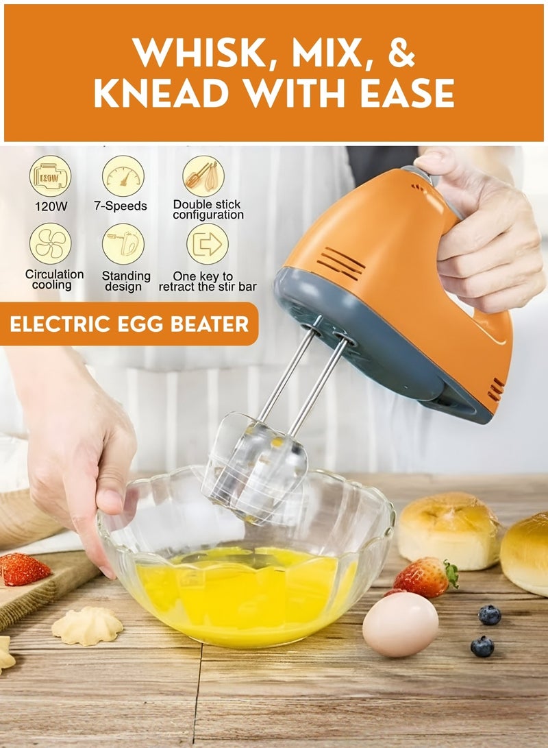 RAF Electric Hand Mixer 120W – 7 Speed Portable Handheld Mixer with Turbo Function, Stainless Steel Beaters, Lightweight Baking Mixer for Eggs, Cream & Dough Assorted colour - Image 4